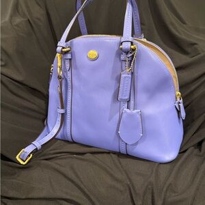 Coach Periwinkle Leather Satchel with Gold Accents